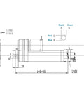 Technical drawing of NEMA 17 stepper linear actuator 900N thrust showcasing dimensions and mechanical details.