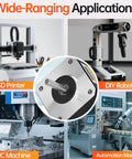 Nema 17 Stepper Motor 2 Phase 1.8° 0.16Nm shown with 3D printer, DIY robot, CNC machine, and automation machine applications.