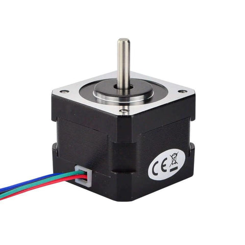 Front view of Nema 17 Stepper Motor 26Ncm(36.8oz.in) 12V 0.4A 3D Printer CNC with black casing and visible shaft.