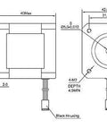 Technical drawing of Stepper Motor Nema 17 Bipolar 40mm 64oz.in(45Ncm) 2A 4 Lead 3D Printer Hobby CNC with dimensions.
