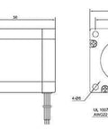 Technical diagram of 3PCS Nema 23 CNC Stepper Motor 2.8A 1.24Nm/175.6oz.in 56mm Bipolar for Hobby CNC Kit, showing dimensions.