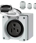 Beefy 50 Amp NEMA 6-50R Outdoor Weatherproof Outlet Box With Waterproof Glands And Rugged 250V Welder Receptacle