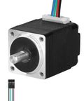 Nema 8 Stepper Motor 1.8° 2 Phase High Torque 1.6Ncm(2.27oz·in) Bipolar 20x27mm 0.4A 13Ω 4-Wire Shaft 10mm φ4mm 20 Smallest Stepper Motor Cable 0.5M for 3D Printer DIY Robot CNC Machine viewed from front with shaft and cable.