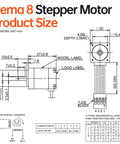 Technical diagram of Nema 8 Stepper Motor 1.8° 2 Phase High Torque 1.6Ncm Bipolar 20x27mm 0.4A 13Ω 4-Wire for CNC use.