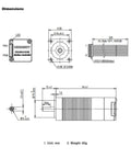 Technical diagram of NEMA 8 Integrated Closed Loop Stepper Motor, Pulse-Direction Control Interface for CNC, 3D Printer, UIM2040PM, dimensions.