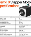 Image of Nema 8 Stepper Motor 1.8° 2 phase high torque 1.6Ncm(2.27oz·in) bipolar 20x27mm 0.4A 13Ω 4-wire shaft with specifications table.