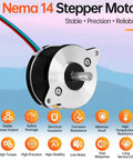 0.9° Round Nema 14 Stepper Motor 2 Phase High Torque 8Ncm(11.33oz·in) Bipolar 0.4A 17Ω 36-20mm shown with feature icons