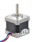 Nema 14 Bipolar Stepper Motor 0.8A 25.5oz.in/18Ncm 3D Printer CNC Machine, front view with CE mark and four colored wires