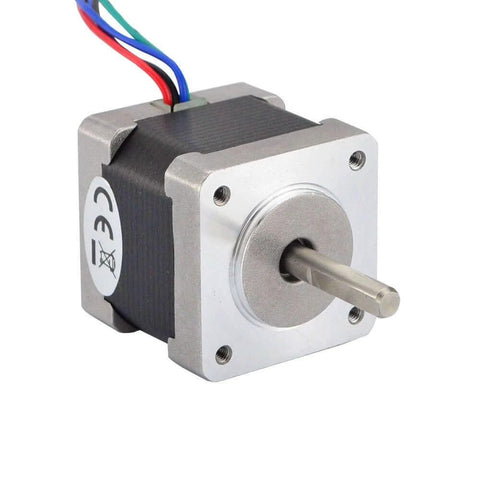 Front view of Nema 14 Bipolar Stepper Motor 0.8A 25.5oz.in/18Ncm for 3D Printer CNC Machine showing shaft and wires.