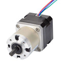 Front view of 27:1 Planetary Gearbox Nema 17 Stepper Motor DIY CNC Hobby Camera Robotics, showing metal casing and wiring.