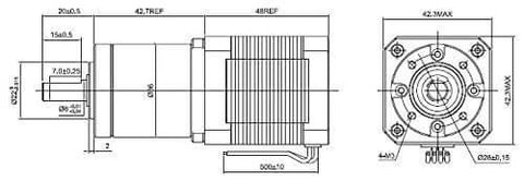 Technical diagram of a 51:1 Planetary Gearbox High Torque Nema 17 Stepper Motor Precision Camera DIY with dimensions labeled.