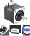 Nema 17 Stepper Motor 1.5A 63.74oz.in 39mm Body with 1m Cable and Connector for DIY CNC/3D Printer, showing motor and connector views