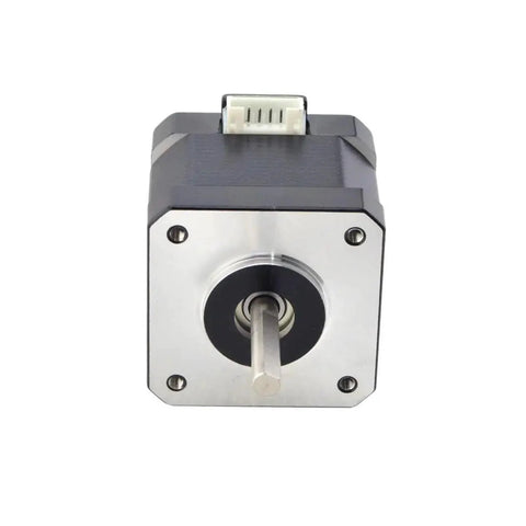 Front view of NEMA 17 Stepper Motor 17HE15-1504S 42Ncm 1.5A 4 Lead High Precision showing shaft and connector.