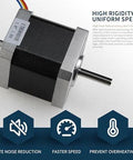 Nema 17 Stepper Motor 78 Oz In 1.8A Dual Shaft For 3D Printer Router 17HS8401B close-up showing dual shafts and steel casing