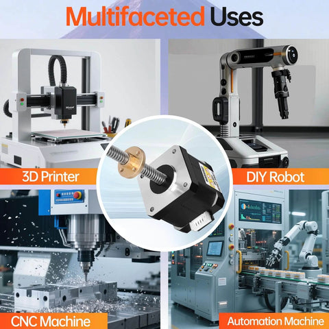 Multifaceted uses of 3 Pack Nema 17 Stepper Motor TR8x8 400mm with T8 Lead Screw 2 Phase 1.8° High Torque for CNC, 3D Printers, DIY Robots.