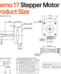 Technical drawing of Nema 17 Stepper Motor 1.8° 2 Phase High Torque 0.13Nm(18.41oz·in) Bipolar 42x21mm for 3D Printer DIY Robot CNC Machine.