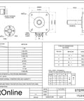Technical diagram of 310mm Tr8x8 Lead Screw Nema 17 Integrated Linear Actuator Stepper Motor with specifications and dimensions.
