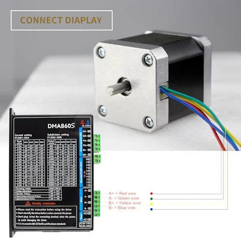 Nema 17 Stepper Motor 78 Oz In 1.8A Dual Shaft For 3D Printer Router 17HS8401B with wiring diagram and controller view