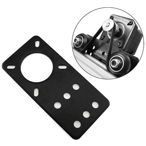 Nema 17 Stepper Motor Mount Flat Bracket Black Aluminum Alloy Mounting Plate for CNC 3D Printer with close-up of installation