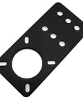 Nema 17 Stepper Motor Mount Flat Bracket Black Aluminum Alloy Mounting Plate for CNC 3D Printer, showing holes for mounting.