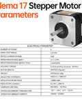 Nema 17 Stepper Motor 2 Phase 1.8° 0.16Nm High Torque Bipolar with parameters listed, shown at an angle, for 3D Printer DIY Robot CNC Machine