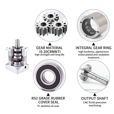 Nema23 Stepper Motor Planetary Gearbox 3:1 Ratio, 60mm Frame, 8mm Shaft, 7 Arc-Min Backlash, IP65, 3000RPM Gear Speed Reducer components
