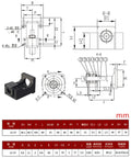 Technical diagram and specifications for Nema 23 stepper motor steel mounting bracket and 10mm ballscrew kit SFU1204 3J704DBY2XDL16REO24SW8 0