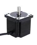 Front view of Nema 34 Stepper Motor 1.8deg 4.8Nm(679.74oz.in) 6.0A 86x86x78mm 4 Wires CNC, black frame, silver shaft visible
