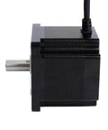 Side view of Nema 34 Stepper Motor 1.8deg 4.8Nm(679.74oz.in) 6.0A 86x86x78mm 4 Wires CNC showing black casing and shaft.
