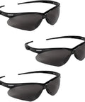 Nemesis Safety Glasses With Anti Fog Smoke Lenses For Outdoor Use 3 Pack, lightweight black frames, smoke lenses