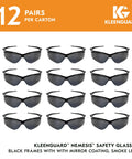 V30 Nemesis Safety Glasses With Mirror Coating Smoke Lenses Black Frame Unisex, 12 pairs displayed, lightweight design