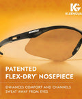 Side view of V30 Nemesis Safety Glasses Clear Lenses Black Frame showcasing FLEX-DRY nosepiece for enhanced comfort.