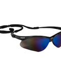 Nemesis V30 Safety Glasses Black Frame With Blue Mirror Lenses and neck cord