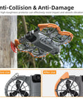 Propeller Guard Protector For DJI Neo 2 Drone Anti Collision Bumper Case Lightweight Shockproof Durable Orange Custom Fit Propeller Shield For Neo 2 Accessories Prevents Collisions And Damage While Flying installed on drone hitting wooden post.