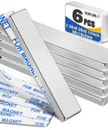 Six Pack Neodymium Bar Magnets With Adhesive Backing 60x10x3mm 18 Lb Pull for Crafts Office Storage Fridge Organization, packaging shown