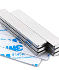 Six Pack Neodymium Bar Magnets With Adhesive Backing 60x10x3mm 18 Lb Pull for Crafts Office Storage Fridge Organization showing adhesive side