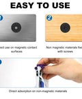 Easy use of Neodymium Cabinet Magnets 20 lb holding power 12 pack with holes and iron sheet screws for non-magnetic surfaces