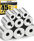 45 Piece Set of Strong Neodymium Disc Magnets With Hole For Cabinets And Crafts in 0.32, 0.47, and 0.59 Inch Diameters
