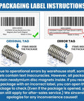 Packaging label instructions for Neodymium Disc Magnets 32mm Diameter 3mm Thick With Double Sided Adhesive Pack Of 12