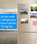Fridge with photos held by 60 Pcs Neodymium Disc Magnets With Mounting Hole 3 Mm Heavy Duty Rare Earth Magnets