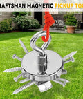 2 Inch Neodymium Fishing Magnet with 350 lb pull heavy duty salvage tool picking up metal screws in a garden setting