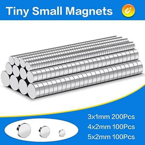 Rare Earth Neodymium Magnets 400 Pcs Set In 3 Sizes For Crafts DIY Fridges Whiteboards Cabinets Nickel Finish, stacked view