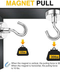 Heavy Duty Neodymium Magnetic Hooks 6 Pack Holds Up To 30 Lbs Each for Garage Wall Mount Fridge Kitchen Classroom Grills Ship
