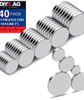 Neodymium Magnets 40 Pack In Five Sizes For Refrigerator Crafts Kitchen And Office Use Rust Resistant