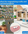 Rare Earth Neodymium Magnets 400 Pcs Set In 3 Sizes displayed with DIY plant crafts and 3D printer setup for creative projects.