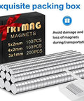 Exquisite box with Rare Earth Neodymium Magnets 400 Pcs Set In 3 Sizes For Crafts DIY Fridges Whiteboards Cabinets Nickel Finish displayed