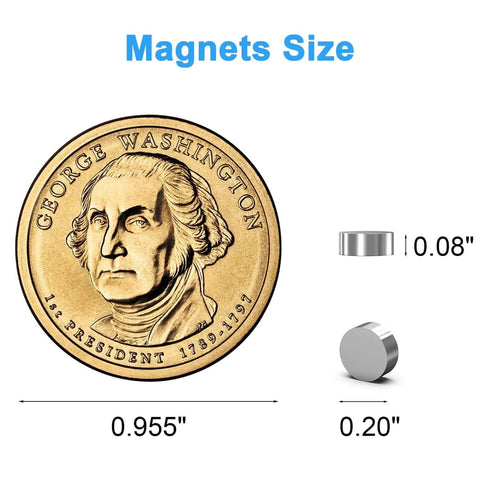 250 Pack 5x2mm Neodymium Magnets For Crafts And Projects Small Yet Strong next to a US dollar coin for size comparison.