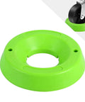 Trailer Jack Wheel Chock For Front Jack Wheel By MaxxHaul, Anti Sink Ground Plate In High Visibility Neon Green, front view