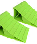 Neon Green High Visibility Wheel Chocks 2 Pack With Non Slip Base For Cars Trailers Minivans And Small RVs Durable Polypropylene Construction Fits Tires Up To 26 Inches By MaxxHaul