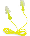 Tri Flange Corded Reusable Earplugs With 26 dB NRR In Neon Yellow, 3 Pair Pack with corded design for range and hunting environments